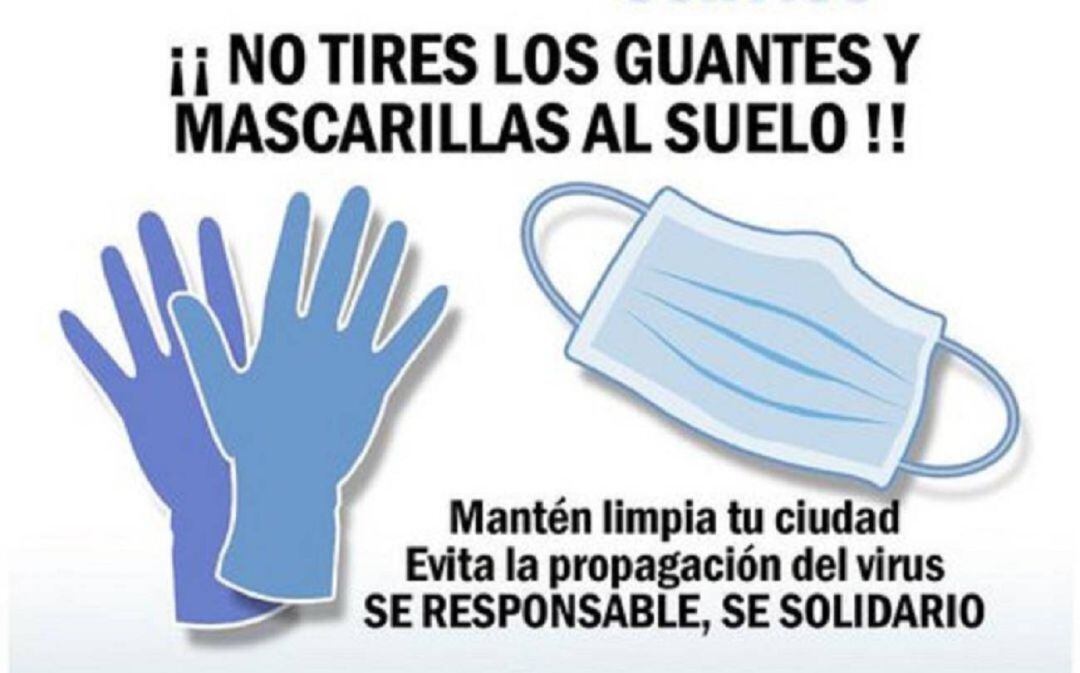 El cartel de Lipasam lo deja bien claro: los guantes y mascarillas no se tiran al suelo @RetoLipasam