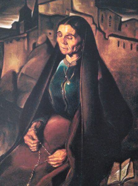 La vieja del rosario, 1927. (Se trata de Juliana Mansilla del Pozo, vecina de Lam en Cuenca).