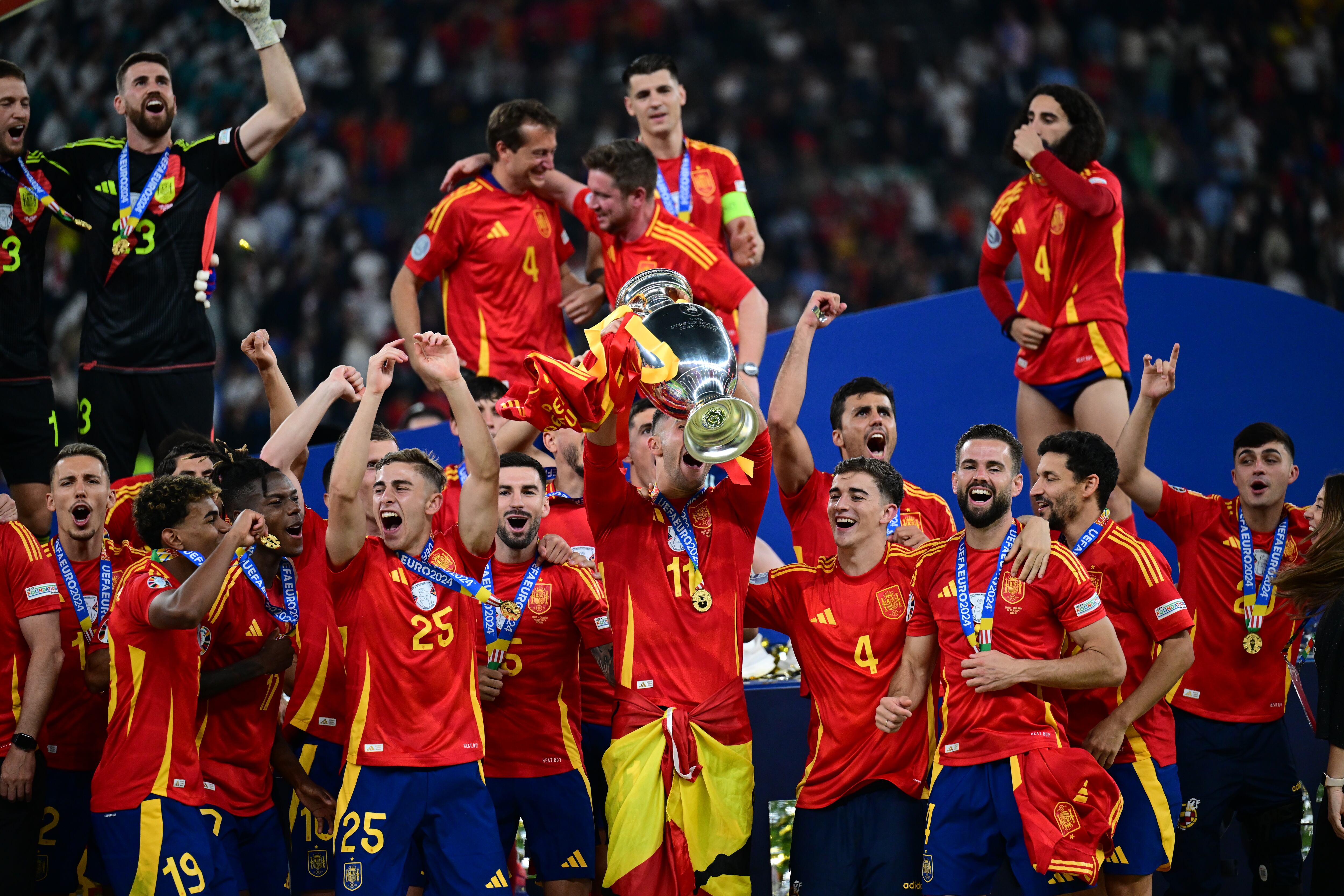 La selección española celebra la Eurocopa conquistada en 2024