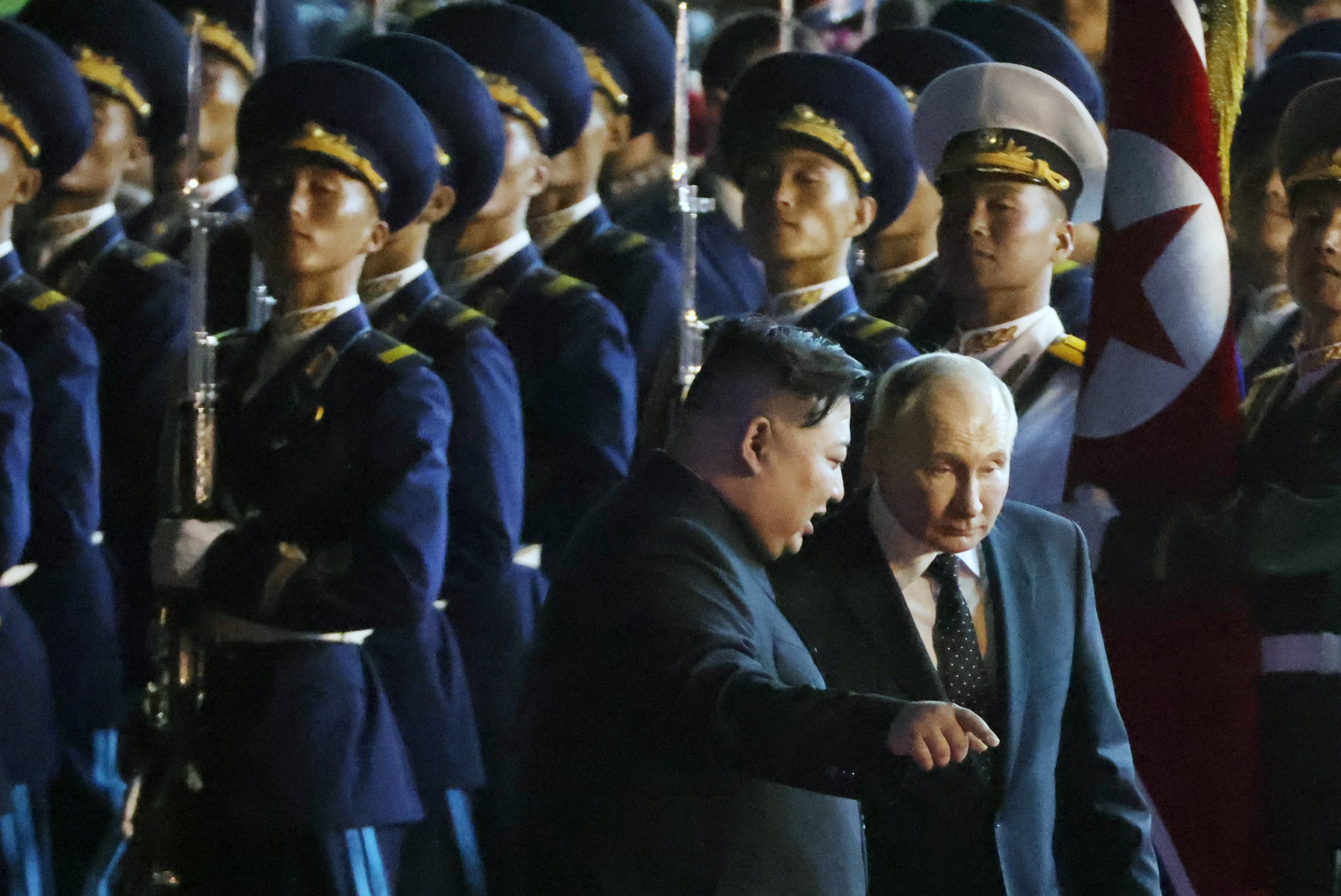 Vladimir Putin junto a Kim Jong-Un durante la visita del presidente ruso a Pyongyang el pasado mes de junio