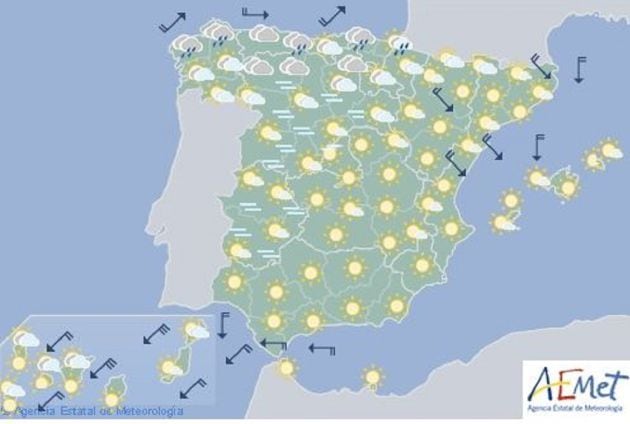 El sábado solo se esperan nubes y alguna lluvia en el Cantábrico.