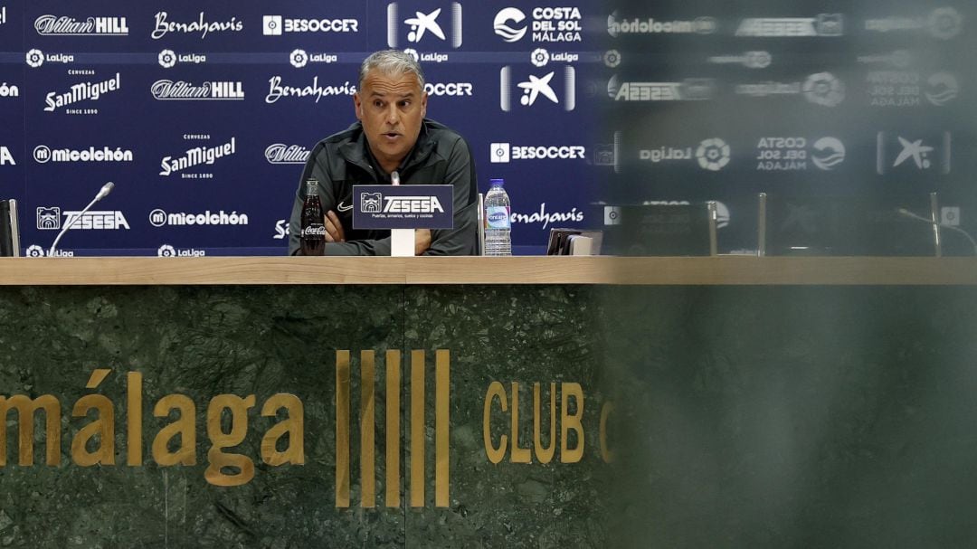 Sergio Pellicer, en la sala de prensa de La Rosaleda