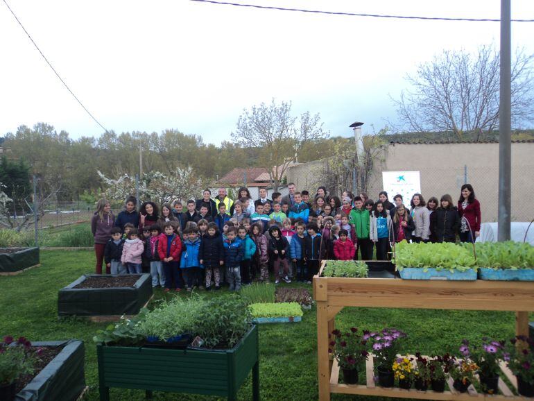 Escolares de Puente la Reina han realizado las primeras plantaciones en su huerta 