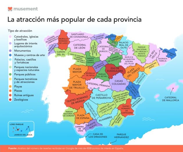 Estas son las principales atracciones turísticas de cada provincia.