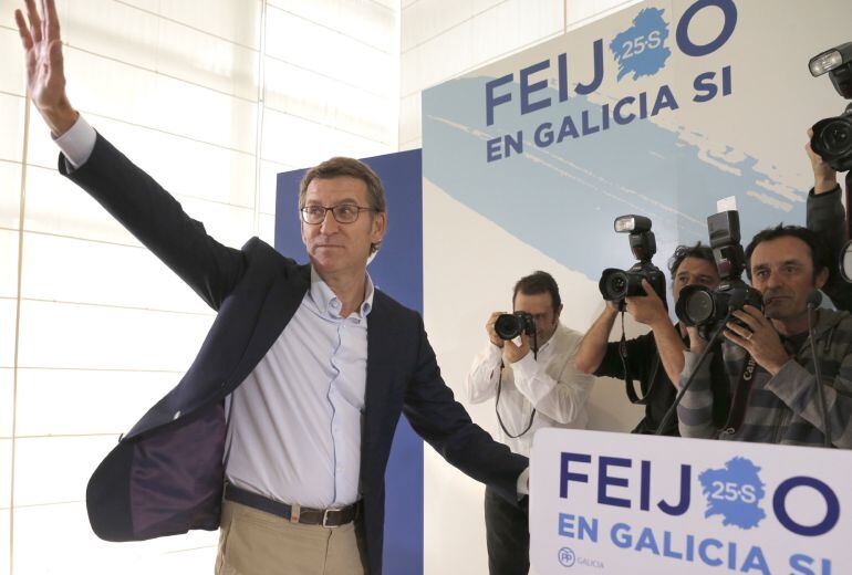 Feijóo justo antes de su discurso como vencedor de las elecciones a la Xunta