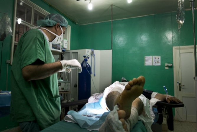 Sala de operaciones de un hospital de MSF en el norte de Siria (provincia de Aleppo).