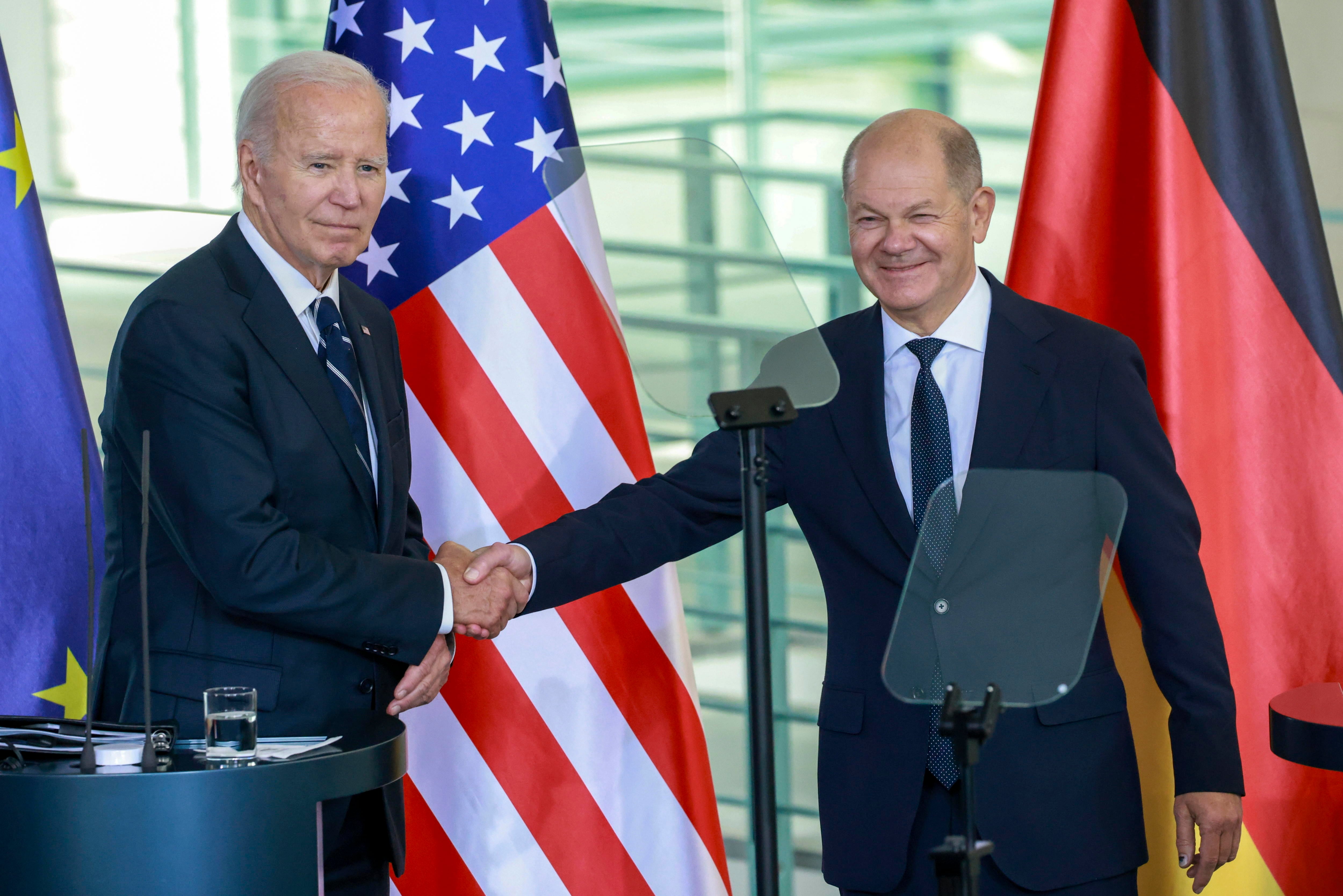 El presidente de EEUU, Joe Biden, y el canciller alemán, Olaf Scholz, en Berlín.