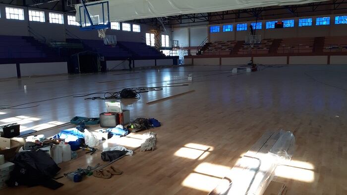 Trabajos en el pabellón