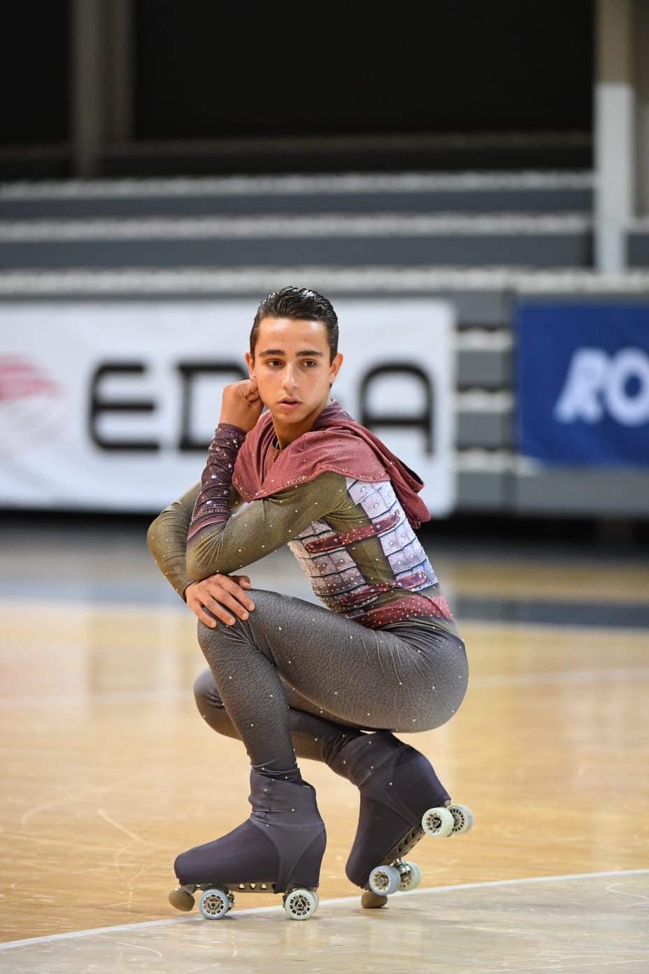 El patinador soriano Héctor Díez, Campeón de Europa, durante su ejercicio.