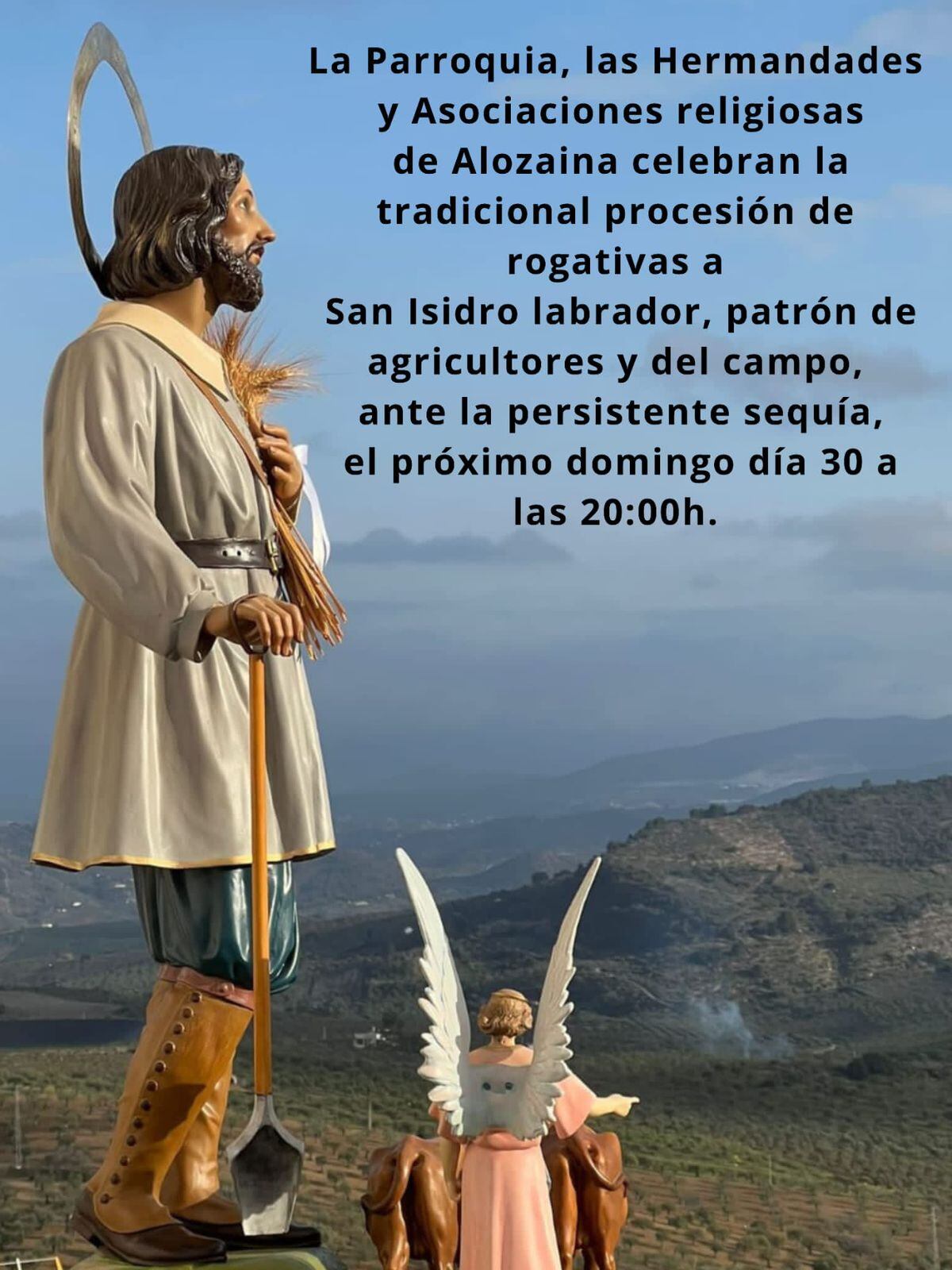 El patrón y el anuncio de la procesión de este domingo por la tarde