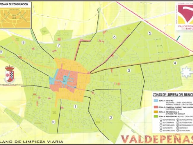 Plano de zonas de limpieza viaria en el contrato de 2012 a 2020