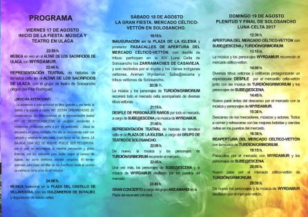 Programa de actividades de la XVI edición Luna Celta