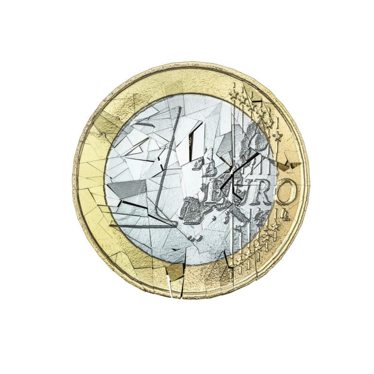 Moneda de Euro fracturada