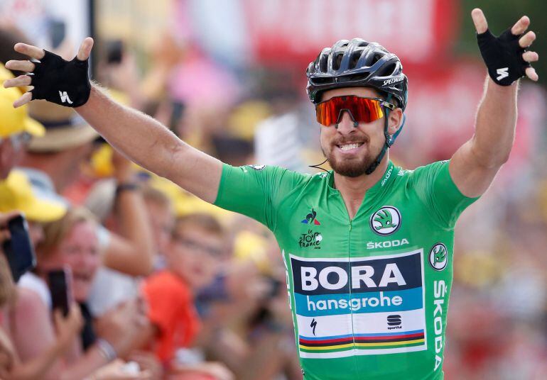 Peter Sagan celebra su segunda victoria en el Tour 2018