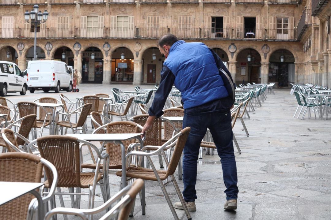 Terrazas de hostelería en la Plaza Mayor de Salamanca