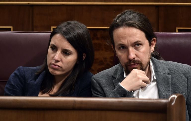 Irene Montero y Pablo Iglesias, en el Congreso de los Diputados.