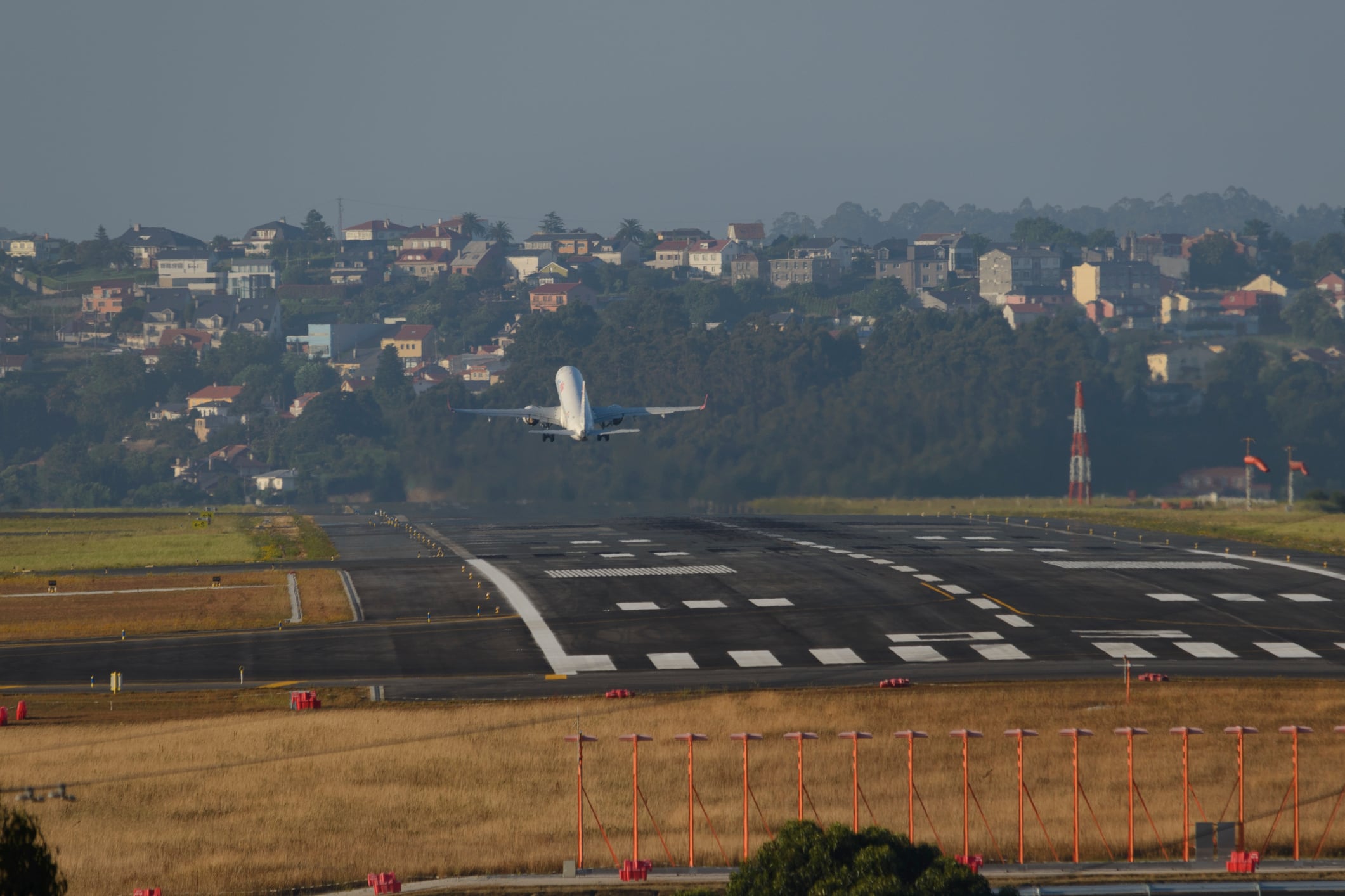 Passenger airplane taking  in the A Coruña airport. Spain (Aeropuerto de Alvedro)