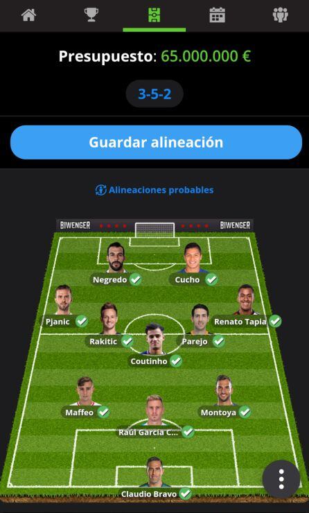 El once de la primera jornada de Biwenger