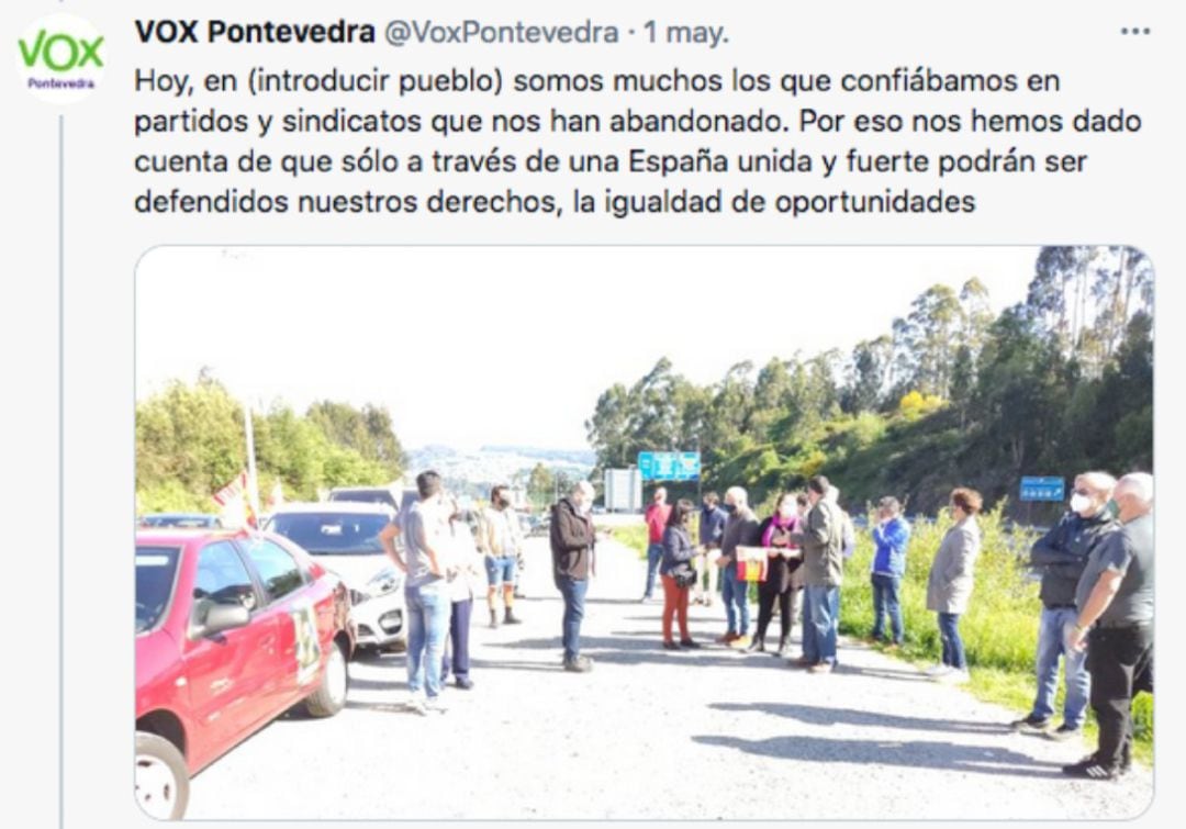 &quot;Introducir pueblo&quot;: Cachondeo en redes por el mensaje de Vox Pontevedra que ha desatado los mejores memes.