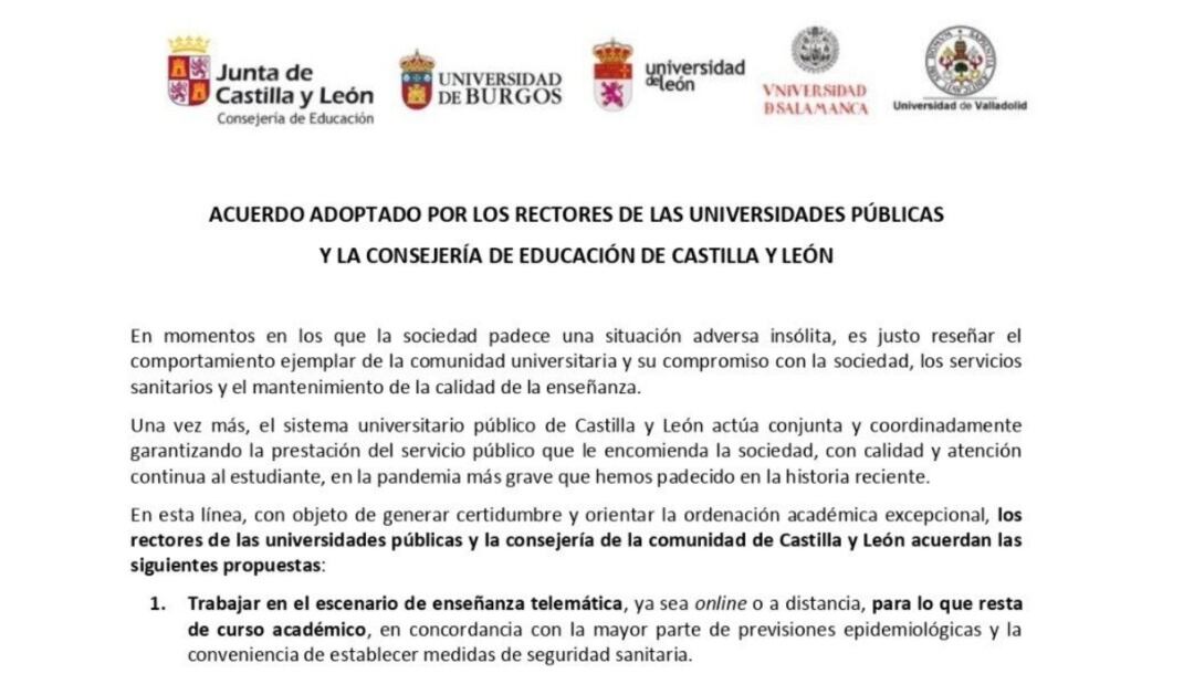 Acuerdo entre la Junta y las universidades públicas