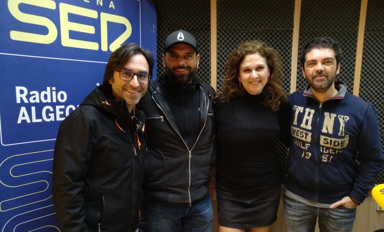 Ramón Sánchez, Alexis Morante, Mónica Bellido y José Carlos Gómez en los estudios de Radio Algeciras.