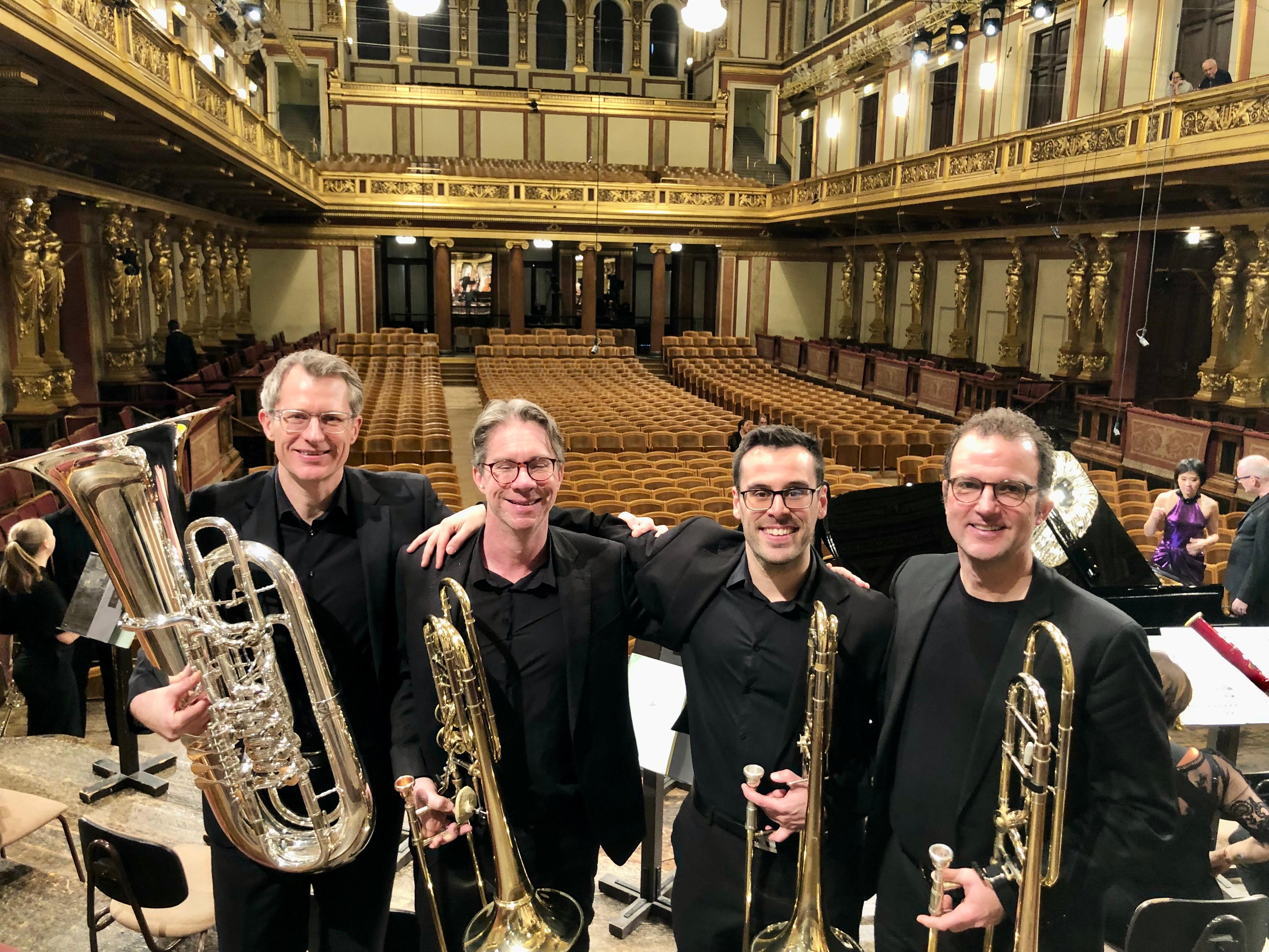 Fotografía el Musikverein en Viena con la sección de Trombones de la Mahler Chamber Orchestra