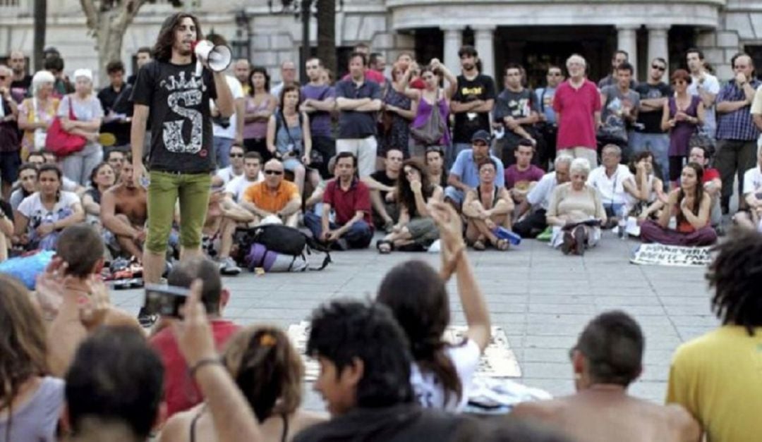 Foto de archivo del movimiento del 15M en València