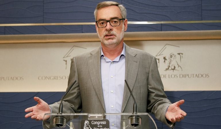 El secretario general de Ciudadanos, José Manuel Villegas, durante la rueda de prensa que ha ofrecido este miércoles en el Congreso.