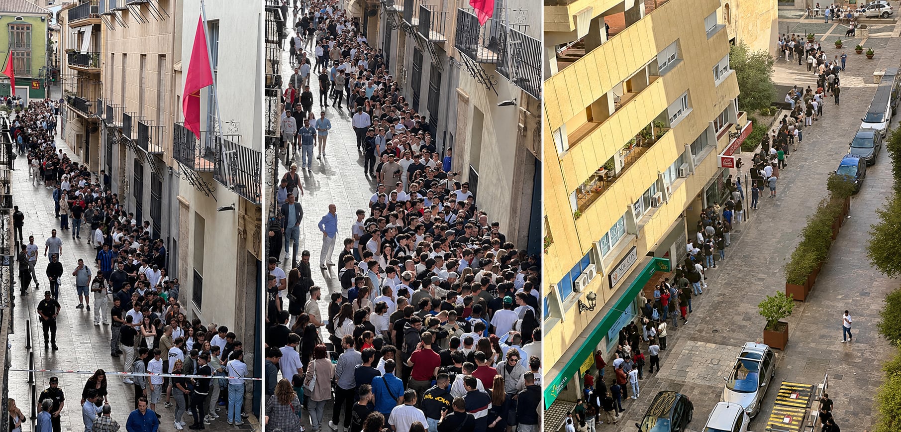 Cola por el acto convocado en Xàtiva
