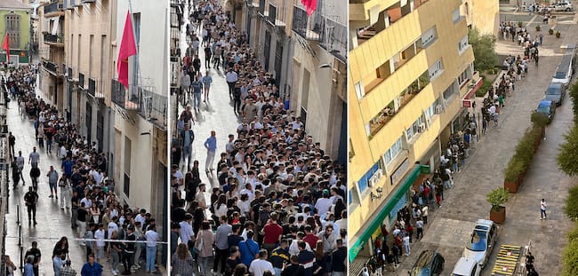 Cola por el acto convocado en Xàtiva