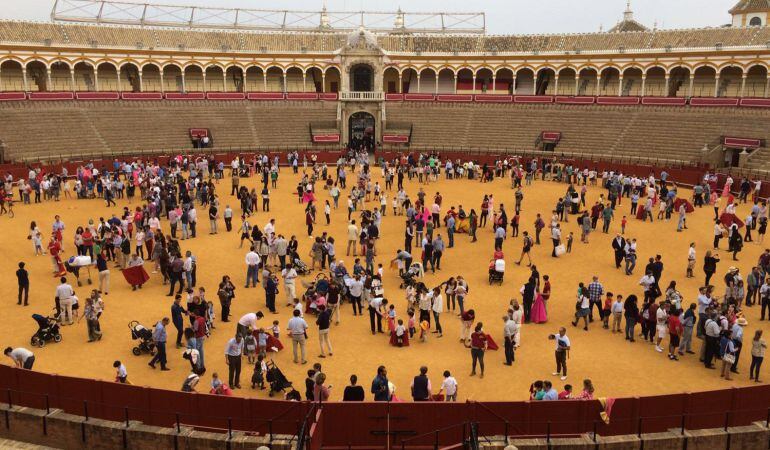 El ruedo de la Real Maestranza durante la jornada de peurtas abiertas del pasado año