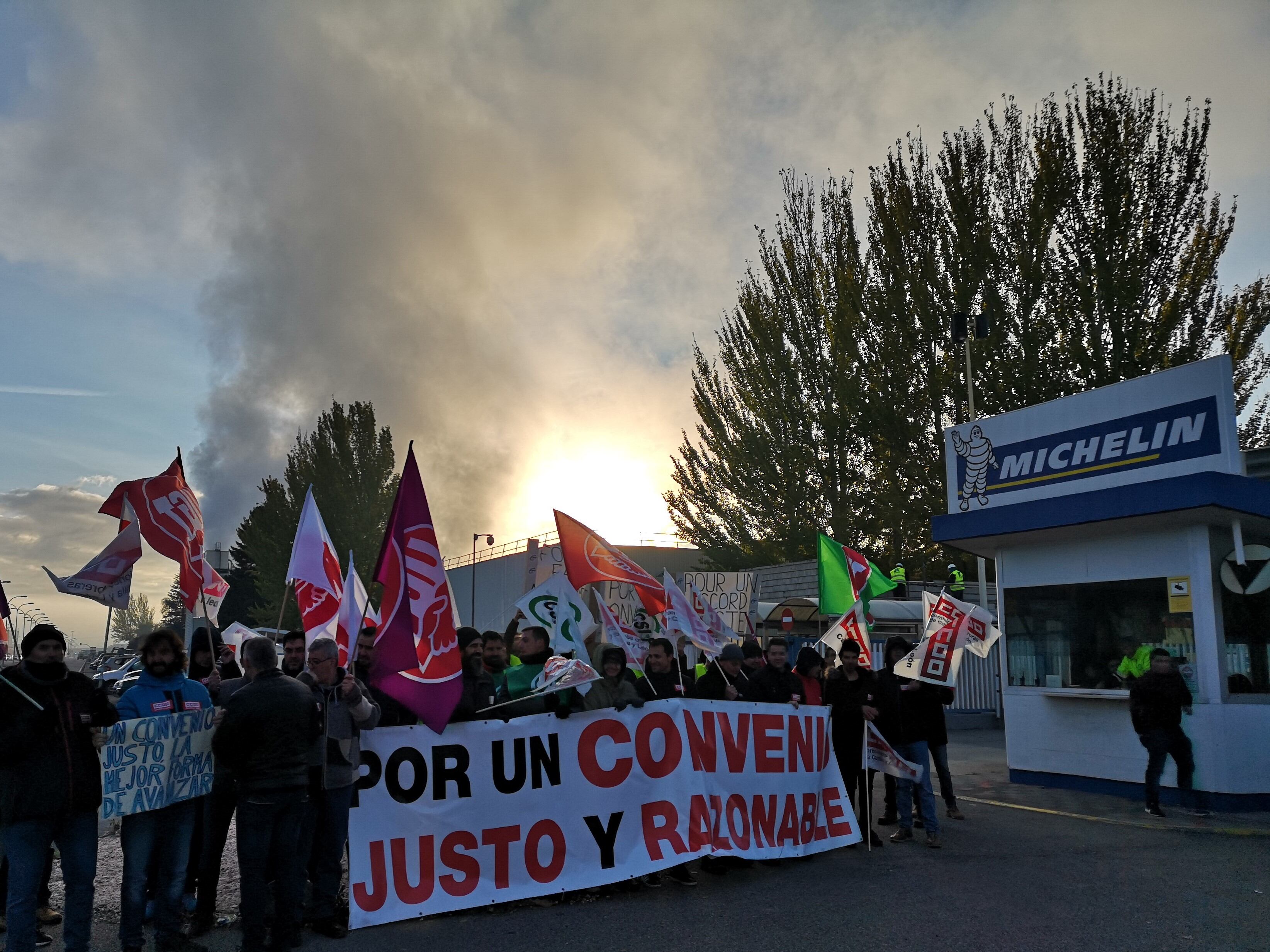 Imagen de archivo de una protesta sindical en Michelin