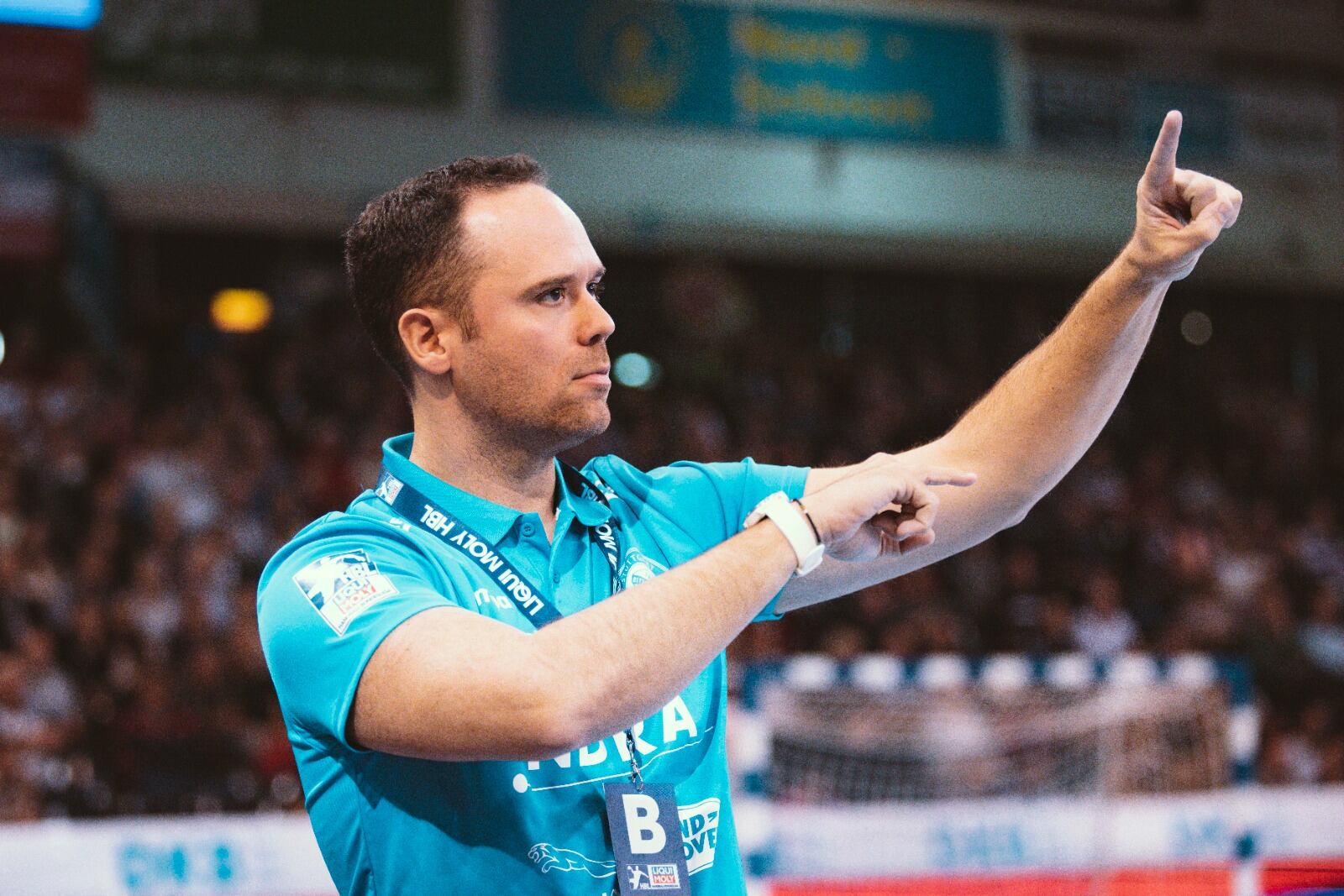 Roi Sánchez en su reciente etapa como entrenador en Alemania. / Foto: BM Burgos
