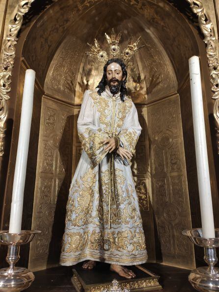El Señor del Silencio de la Amargura en su altar de San Juan de la Palma