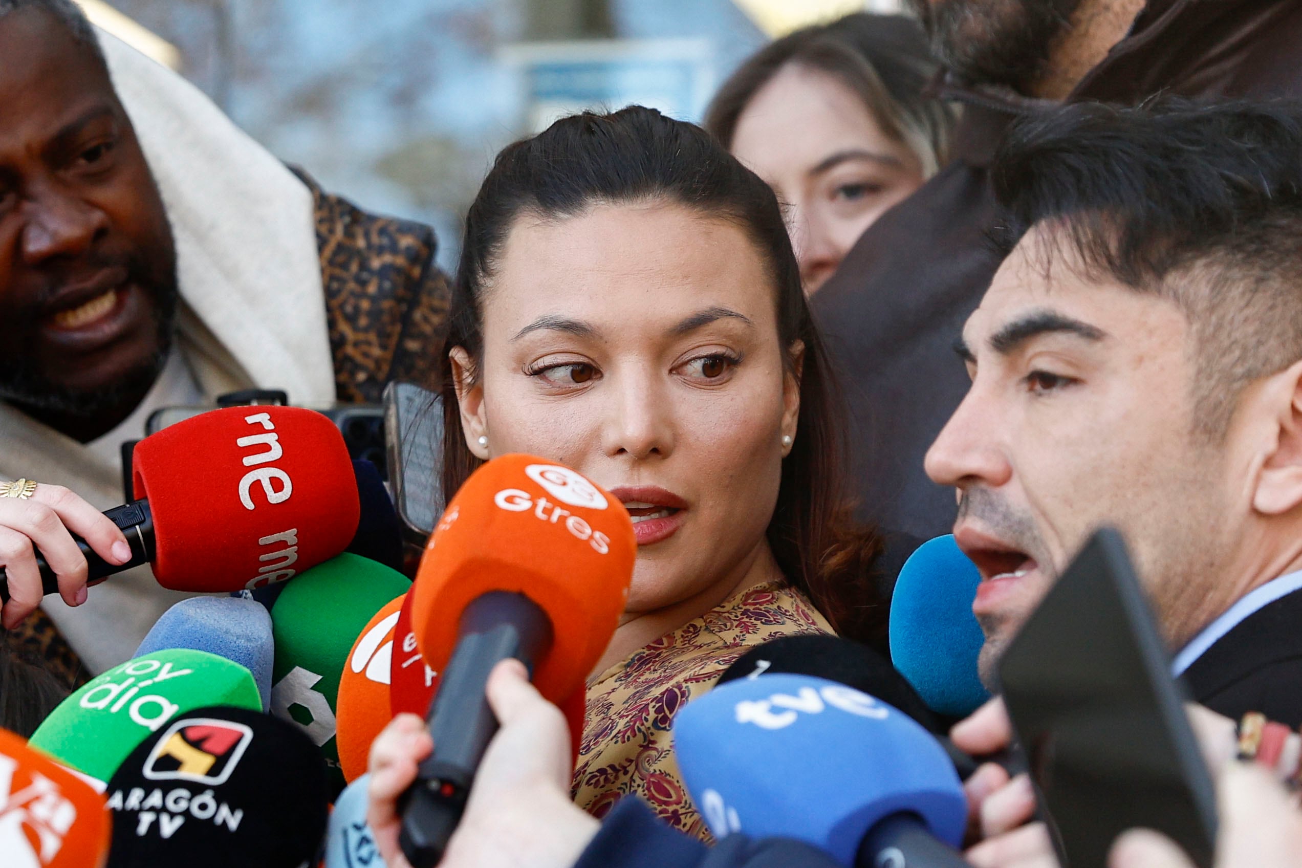 La actriz Elisa Mouliaá a su llegada a los juzgados de Plaza de Castilla este jueves