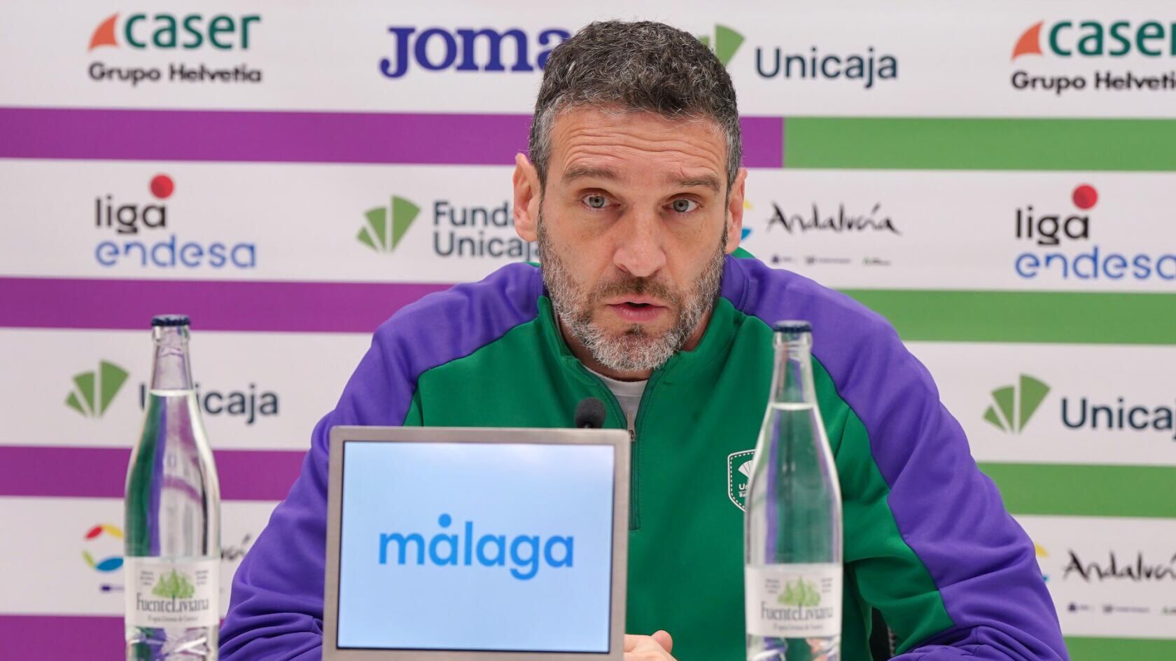 Ibon Navarro, en la sala de prensa del Martín Carpena