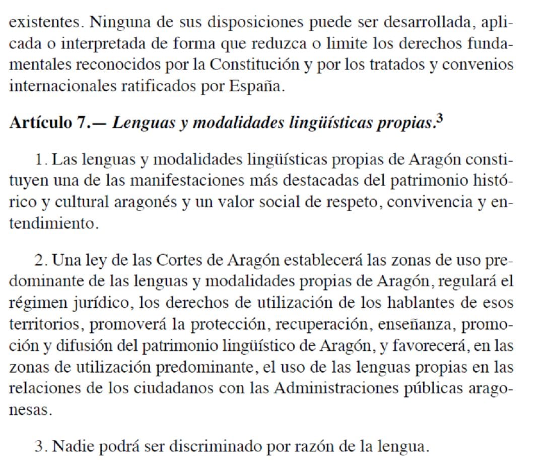 El Estatuto de Autonomía habla de las lenguas de Aragón, un asunto que sigue generando polémica