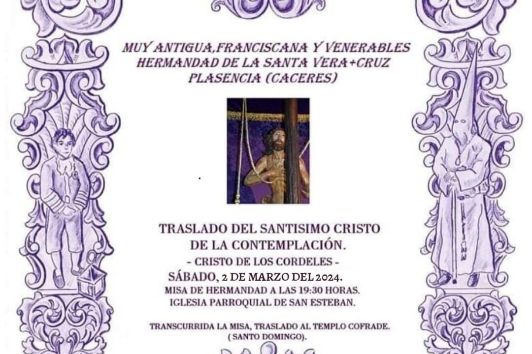 Cartel informativo del evento del traslado del Santísimo Cristo de la Contemplación