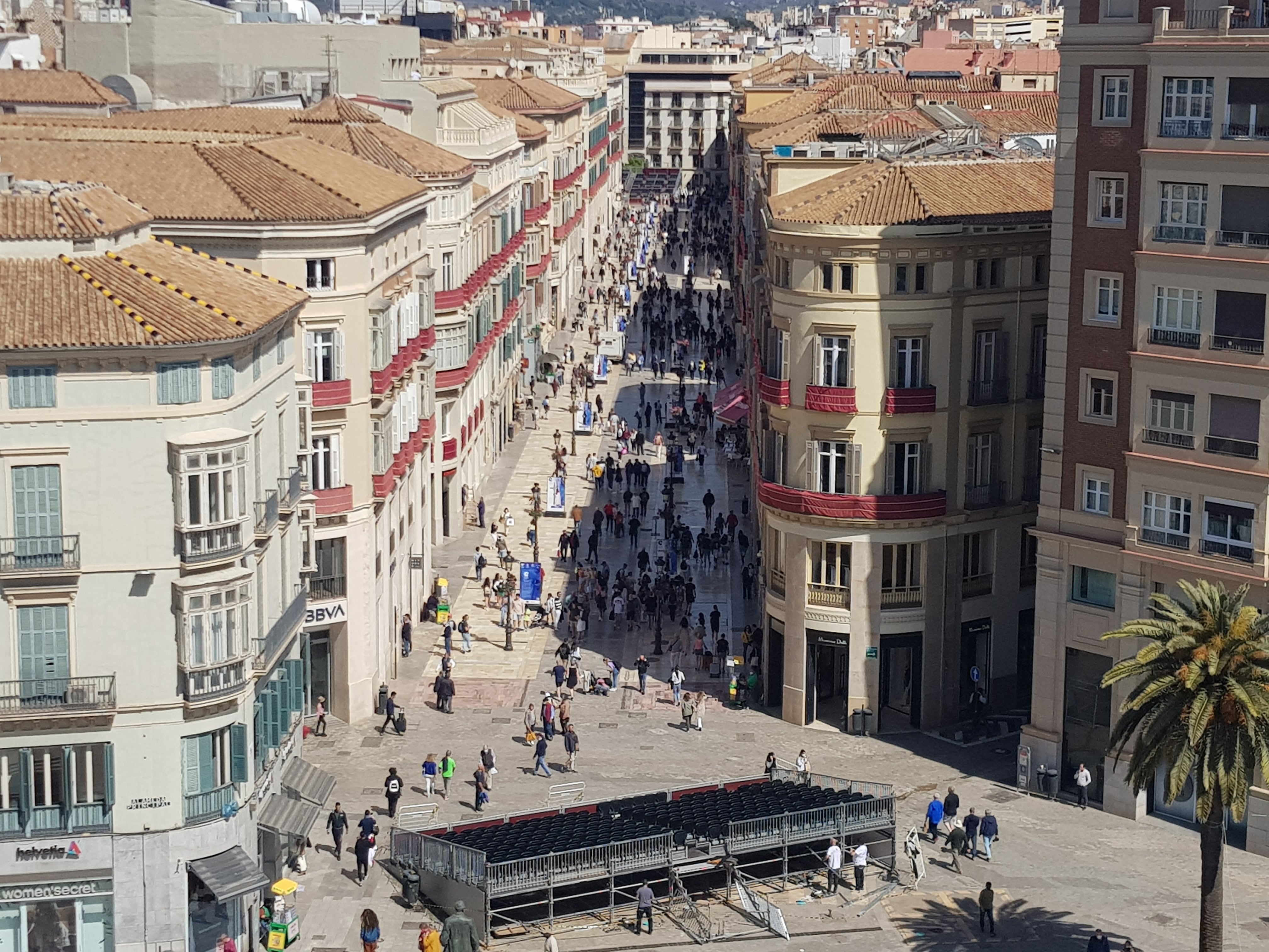 Vista de la calle Larios desde la terraza del Soho Boutique Hotel La Equitativa