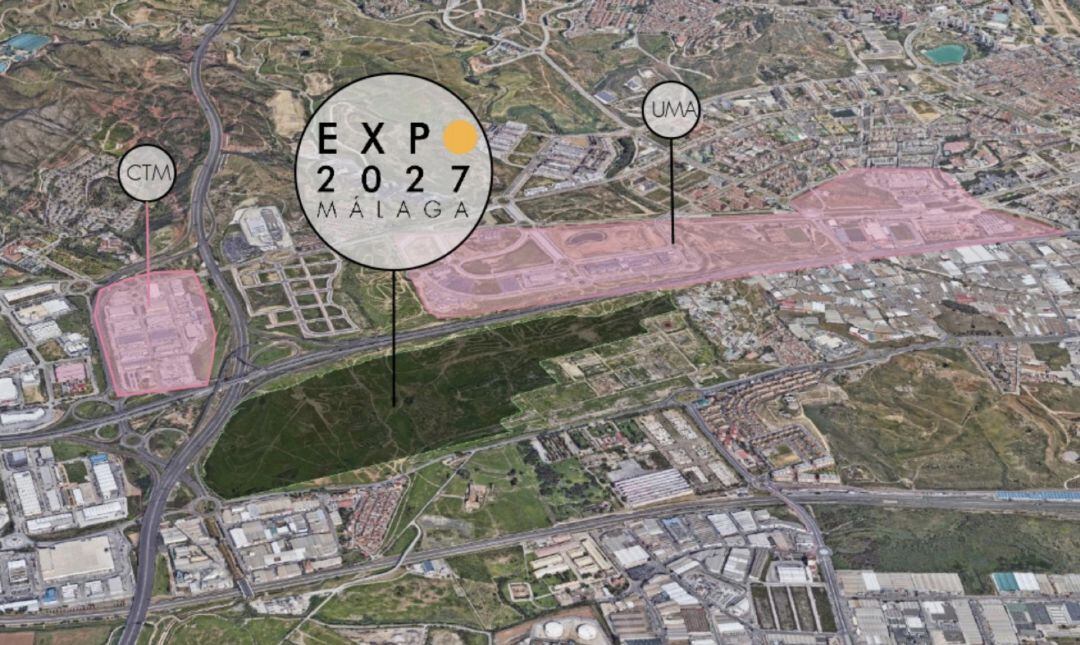 Planos de la Expo 2027 que se proyecta en Málaga capital