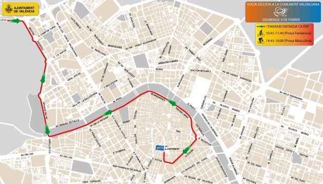 Recorrido de la Vuelta Ciclista a la Comunitat Valenciana a su paso por València