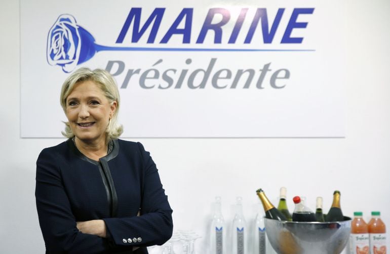 PARIS, FRANCE - NOVEMBER 16:  Marine Le Pen, leader of the French National Front (FN) attends the official inauguration of her campaign headquarters &quot;L&#039;Escale&quot; on November 16, 2016 in Paris