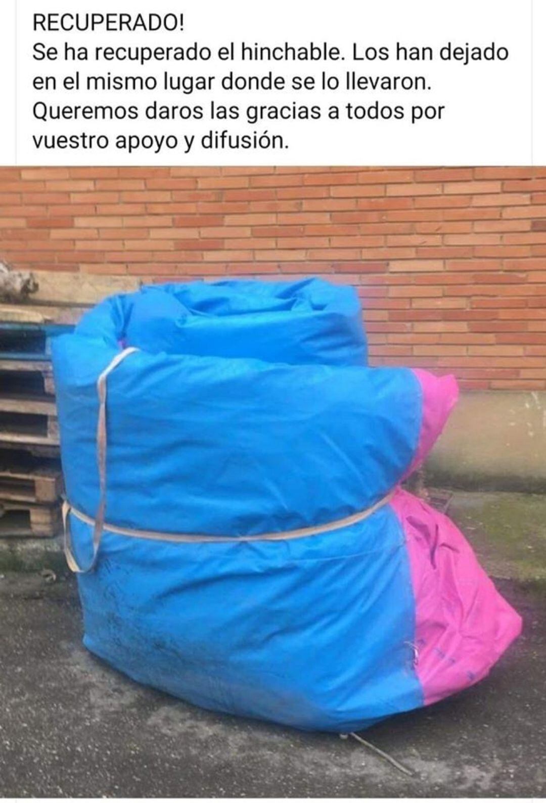 Hinchable devuelto en Palencia tras ser robado