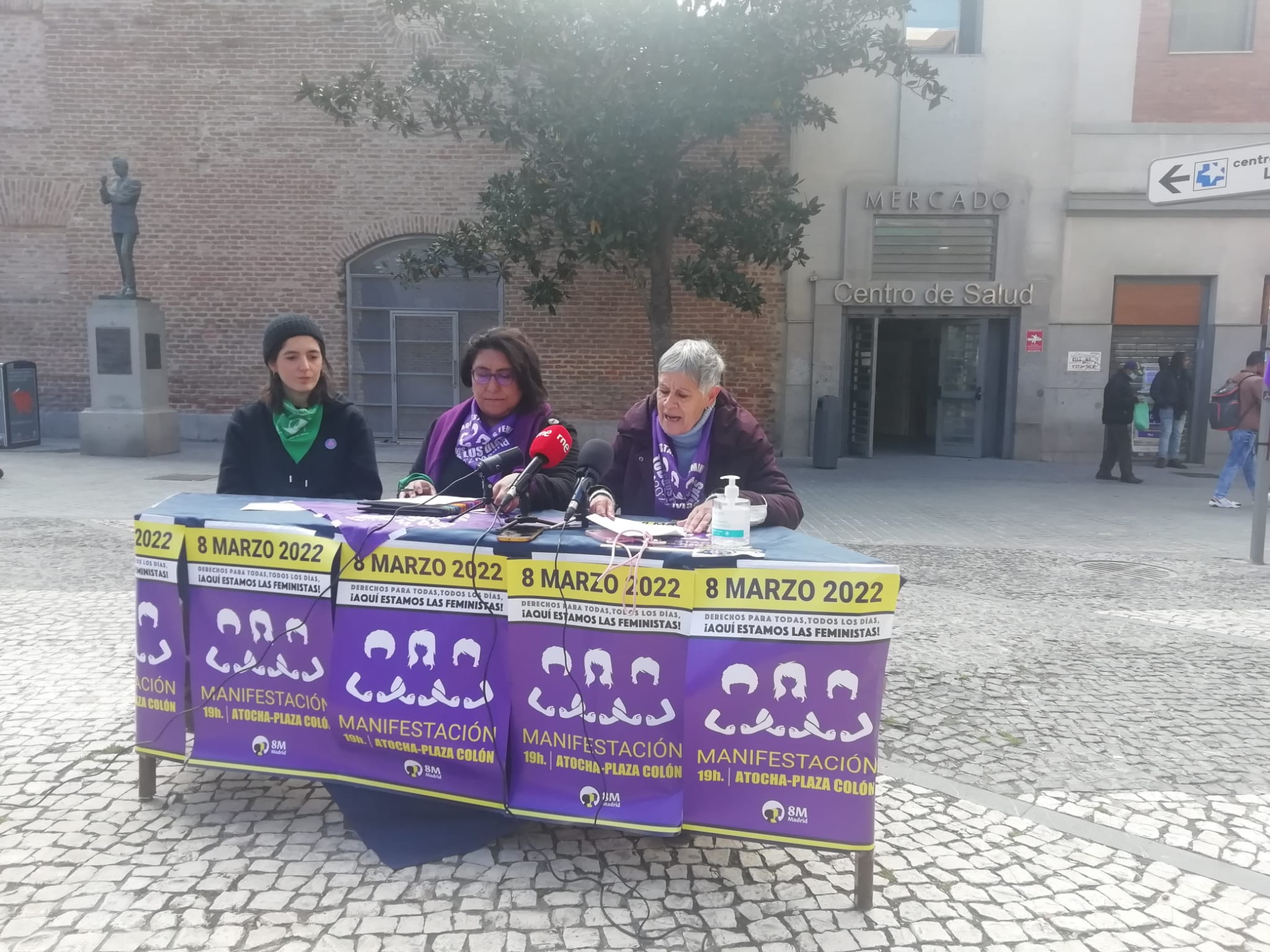 Voceras de la Comisión 8M durante la rueda de prensa para presentar la manifestación de 2022.