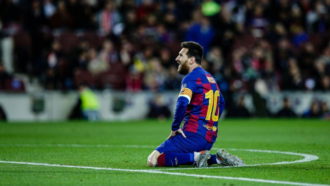 Leo Messi, en el partido del Barcelona ante el Slavia de Praga.