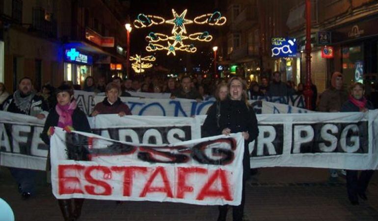 Afectados de PSG durante una manifestación