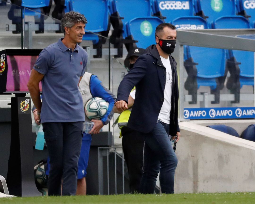 Imanol sonríe antes de jugar en Anoeta contra el Granada