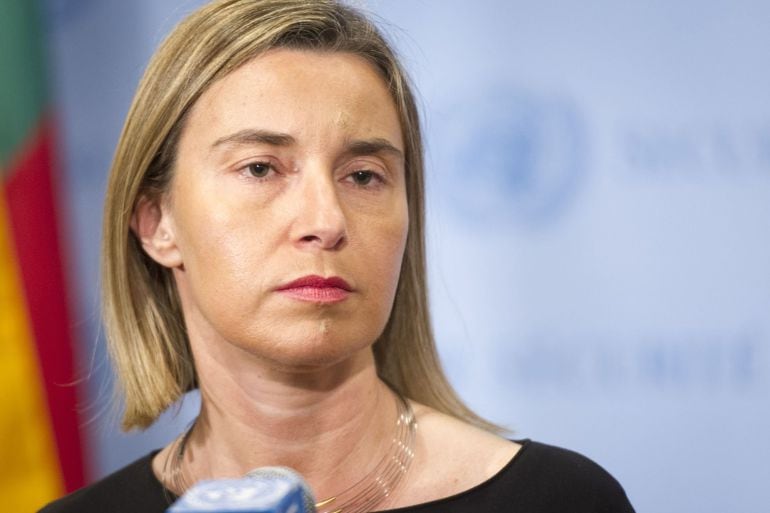 Federica Mogherini, representante de la política exterior europea, en rueda de prensa