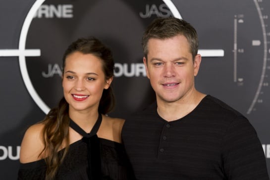 MADRID, SPAIN - JULY 13: Actor Matt Damon and actress Alicia Vikander attend &quot;Jason Bourne&quot; photocall at Villamagna Hotel on July 13, 2016 in Madrid, Spain. (Photo by Juan Naharro Gimenez/Getty Images)