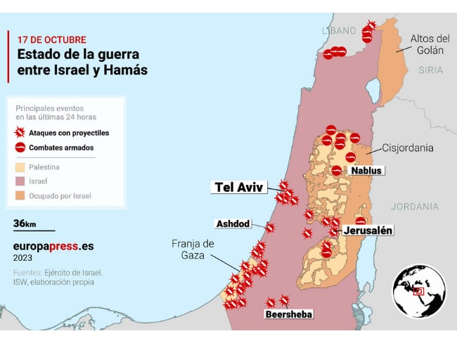 Resumen de las zonas en conflicto entre Israel y Hamás.